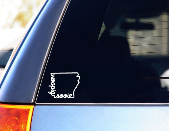 Woo Pig Sooie AR Sticker; Woo Pig Sooie AR Decal; AR Woo Pig Sooie Sticker; Ar Woo Pig Sooie Decal; Razorback Decal