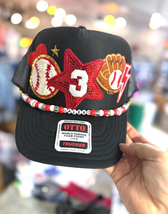 Black and Red Baseball Game Day Hat