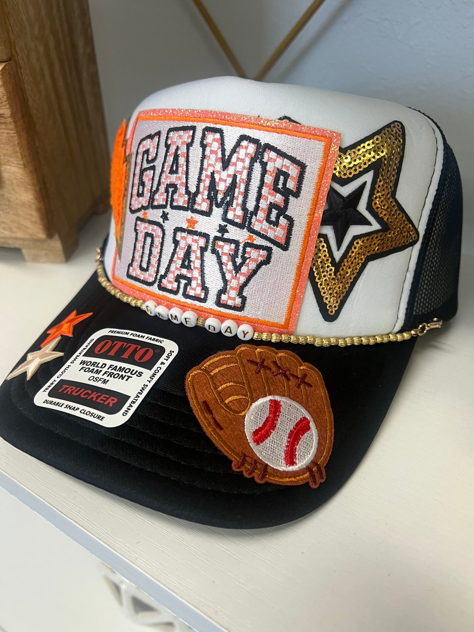 Black and Orange Game Day Hat